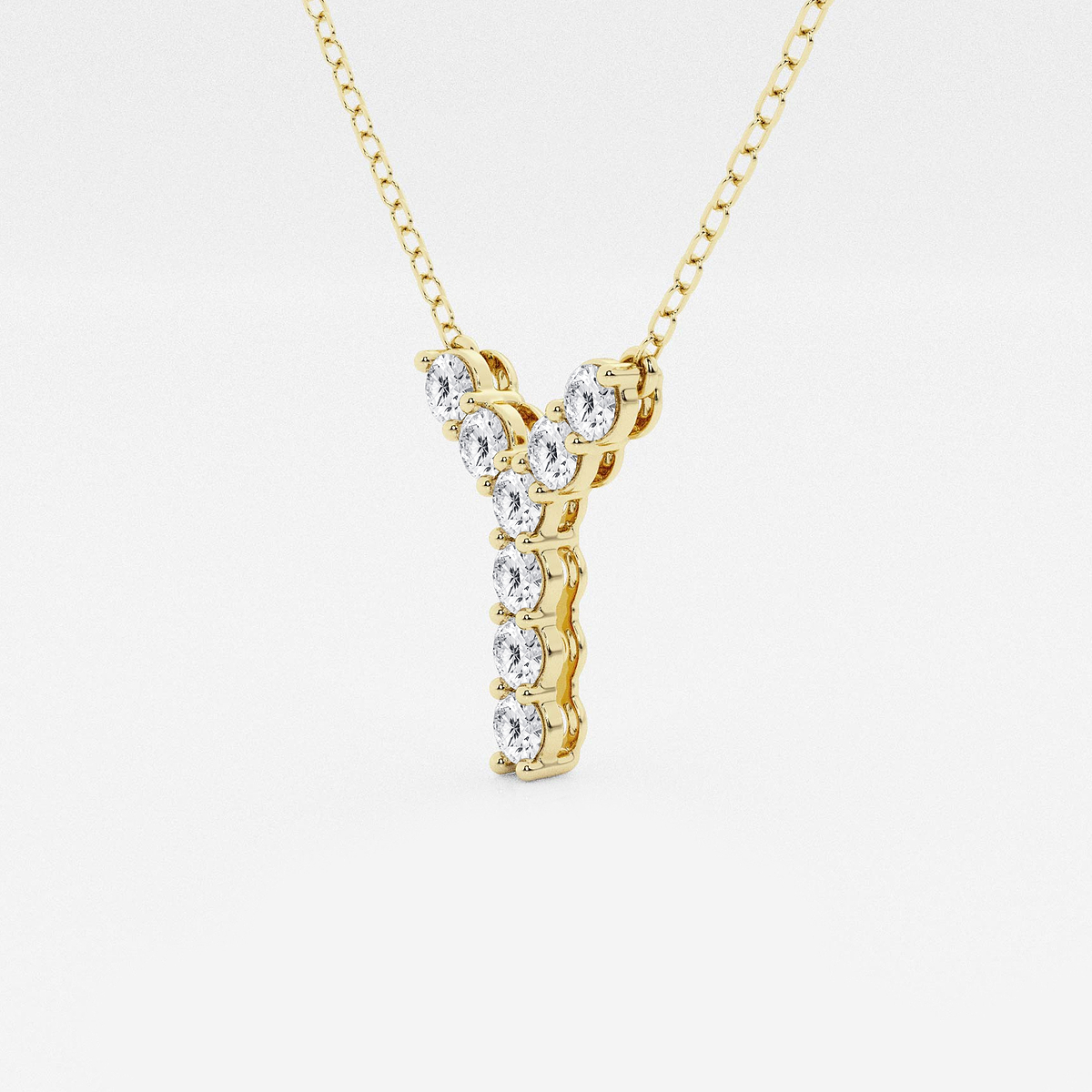 Additional Image 1 for  2/5 ctw Round Lab Grown Diamond Initial Y Personalized Pendant