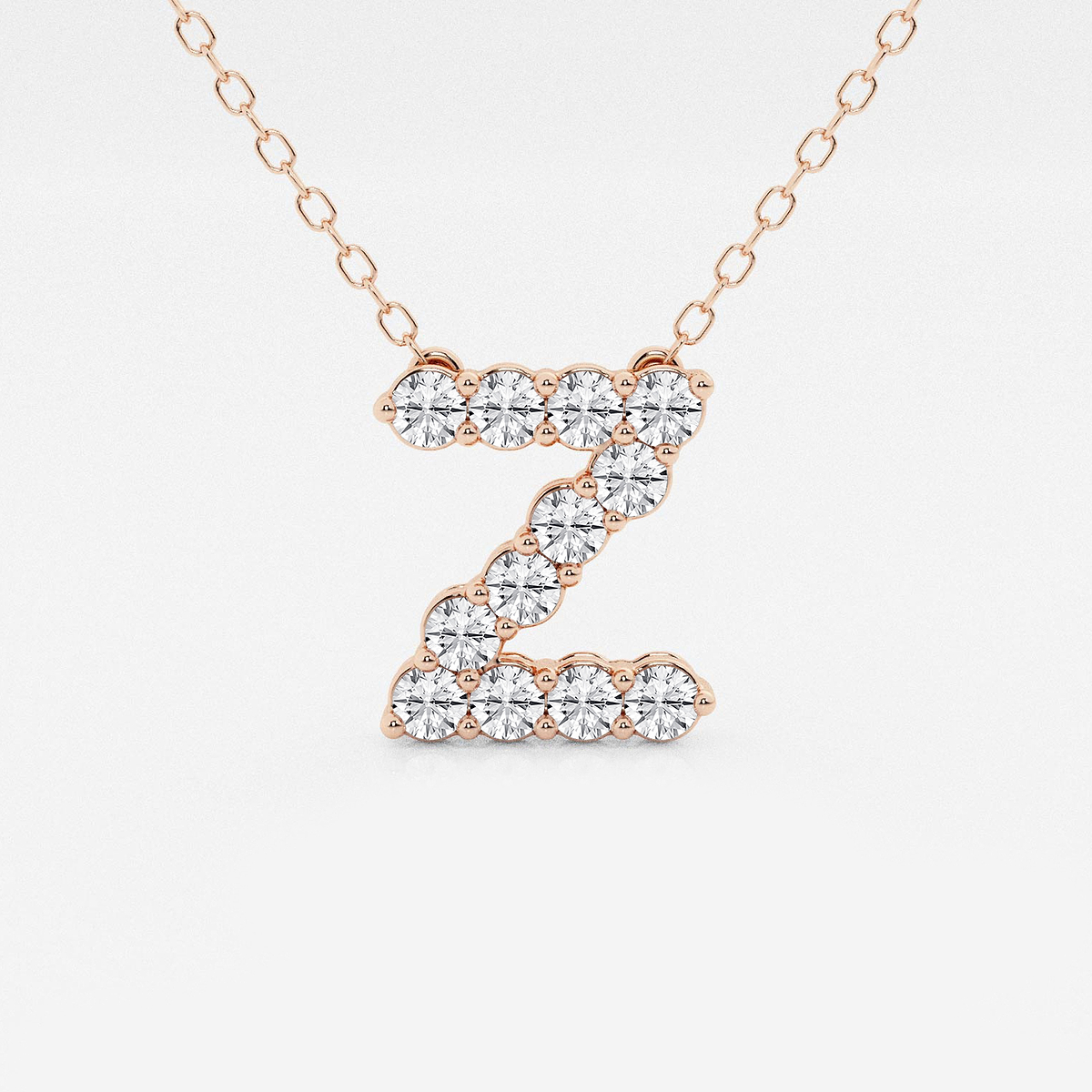 2/5 ctw Round Lab Grown Diamond Initial Z Personalized Pendant