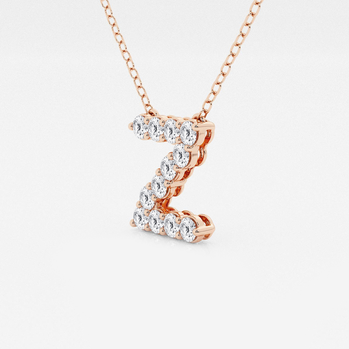 Additional Image 1 for  2/5 ctw Round Lab Grown Diamond Initial Z Personalized Pendant