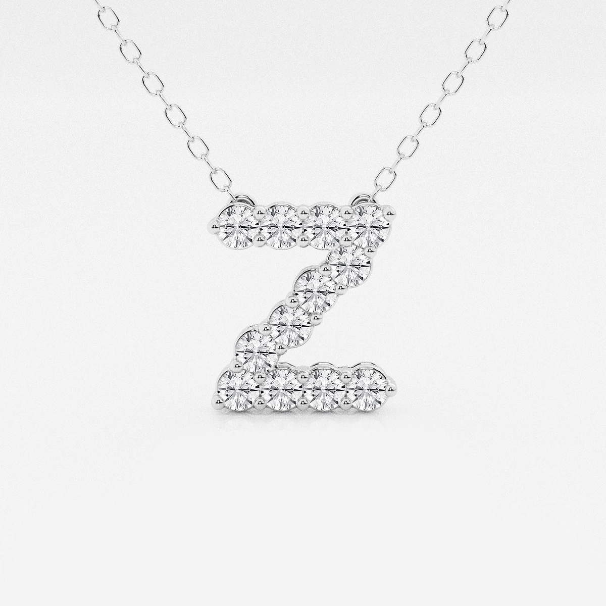 2/5 ctw Round Lab Grown Diamond Initial Z Personalized Pendant