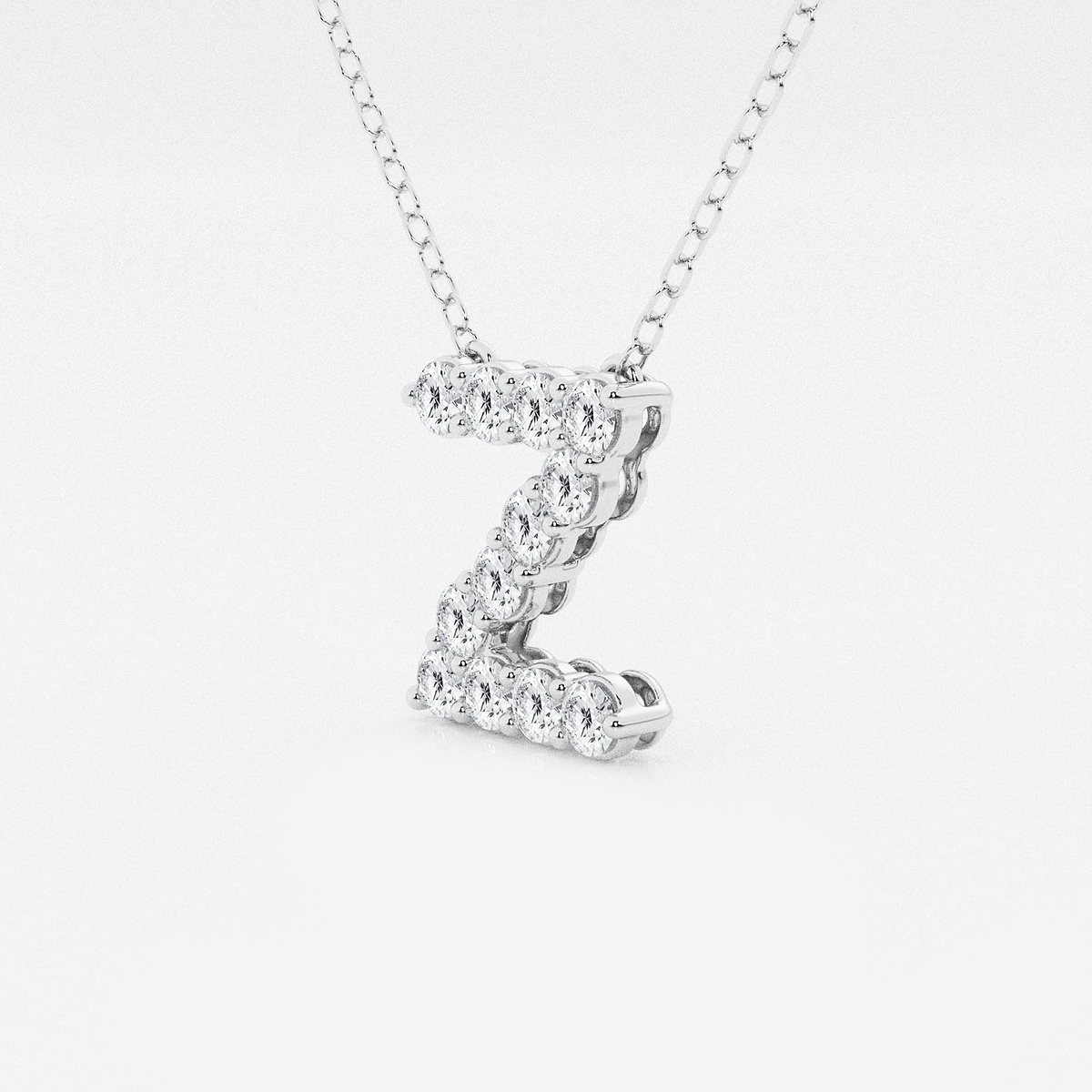 Additional Image 1 for  2/5 ctw Round Lab Grown Diamond Initial Z Personalized Pendant