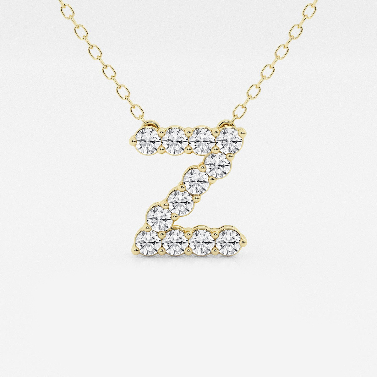 2/5 ctw Round Lab Grown Diamond Initial Z Personalized Pendant
