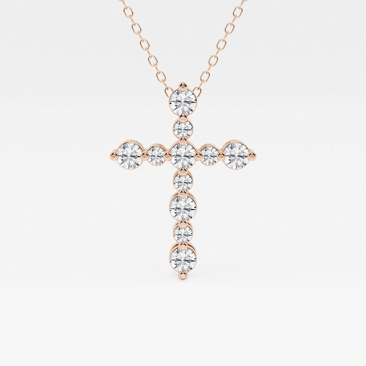 3/4 ctw Round Lab Grown Diamond Floating Cross Pendant