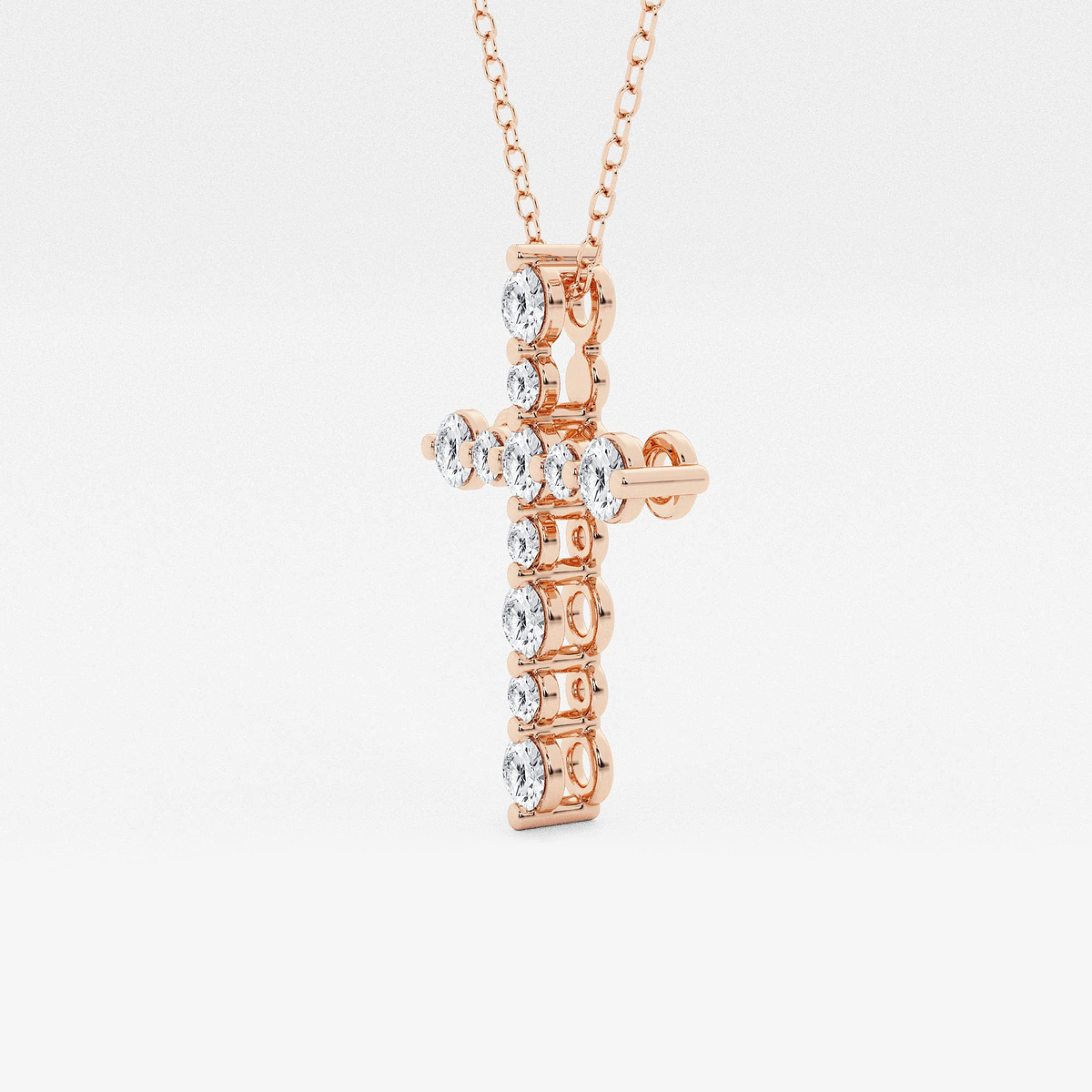 Additional Image 1 for  3/4 ctw Round Lab Grown Diamond Floating Cross Pendant