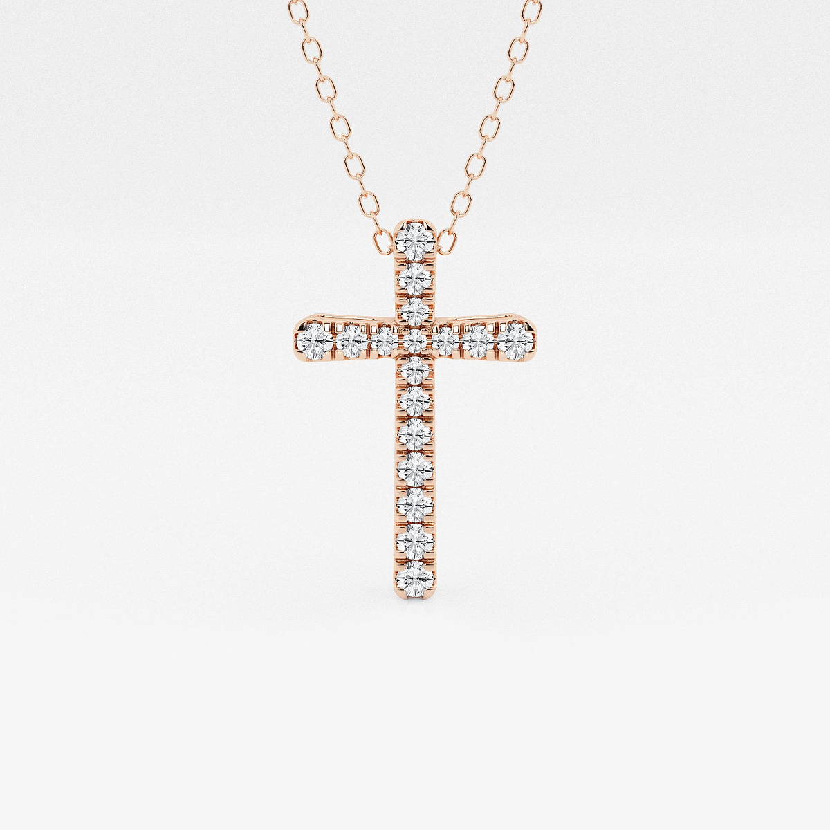 1/4 ctw Round Lab Grown Diamond French Pave Cross Pendant