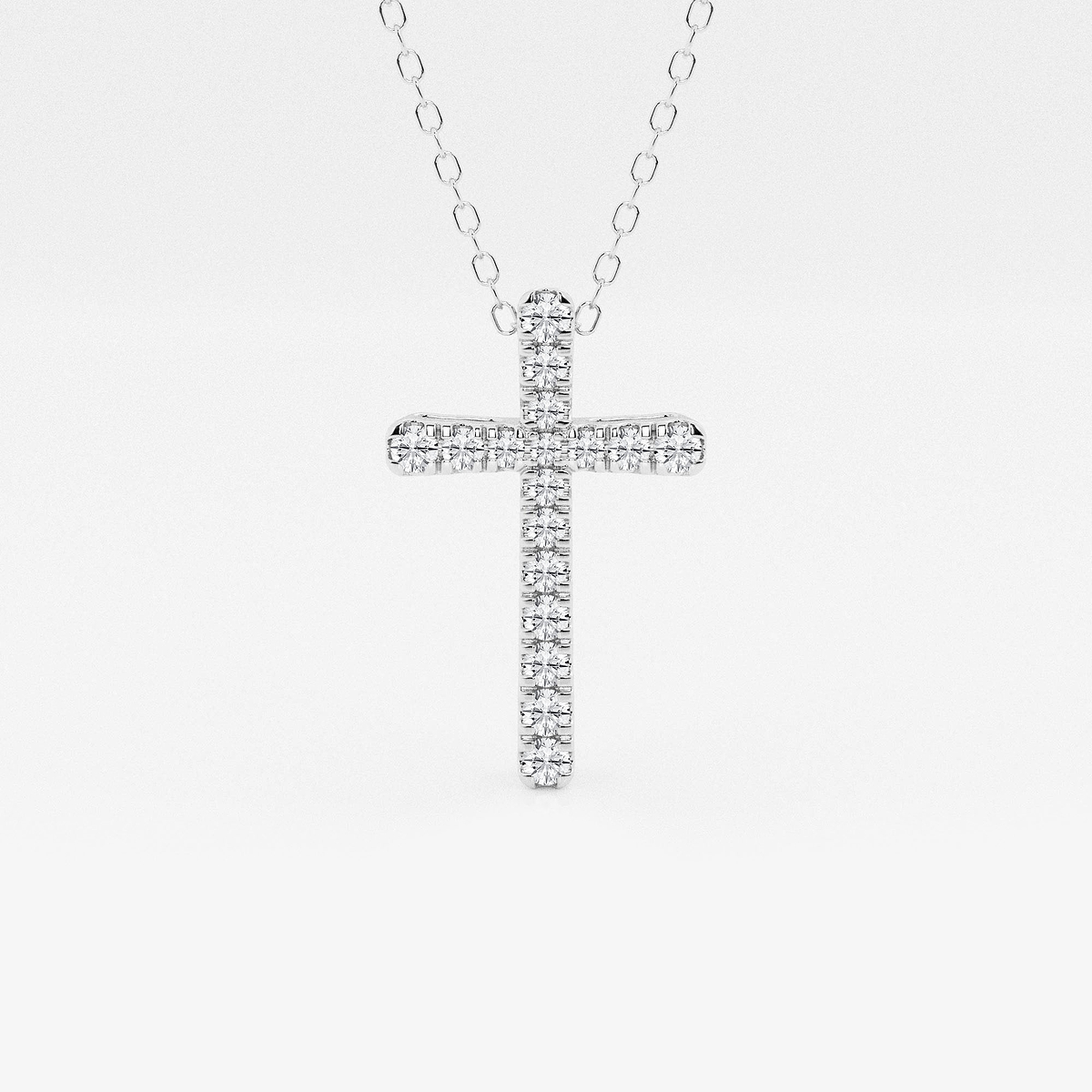 1/4 ctw Round Lab Grown Diamond French Pave Cross Pendant
