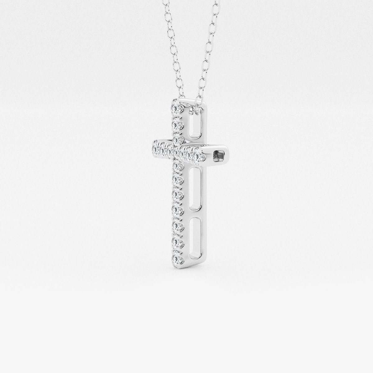 Additional Image 1 for  1/4 ctw Round Lab Grown Diamond French Pave Cross Pendant