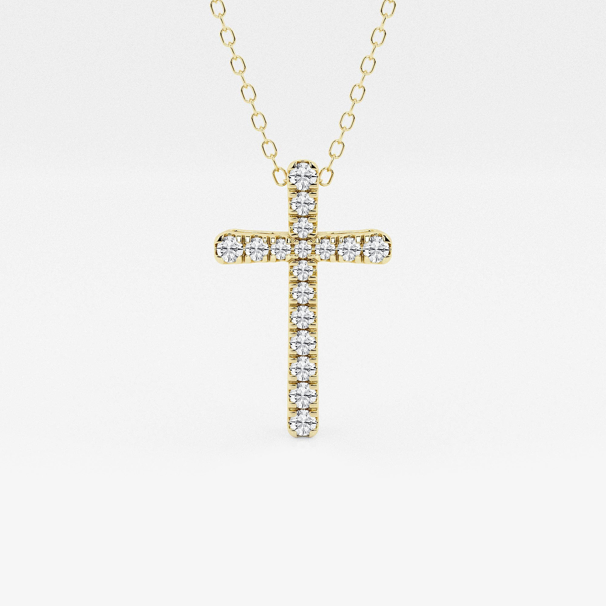 1/4 ctw Round Lab Grown Diamond French Pave Cross Pendant