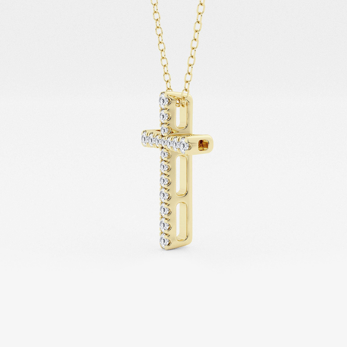 Additional Image 1 for  1/4 ctw Round Lab Grown Diamond French Pave Cross Pendant