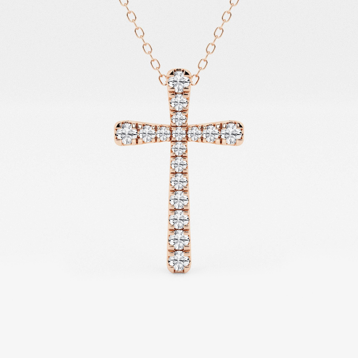 1/2 ctw Round Lab Grown Diamond French Pave Cross Pendant