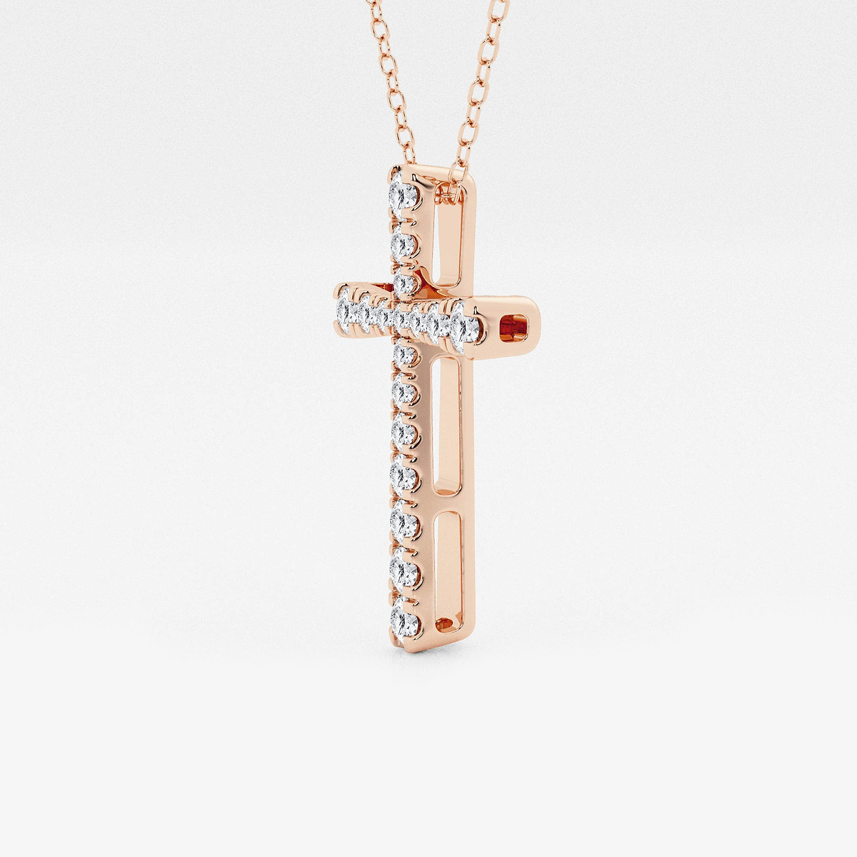 Additional Image 1 for  1/2 ctw Round Lab Grown Diamond French Pave Cross Pendant