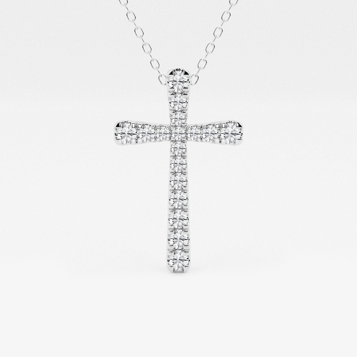 1/2 ctw Round Lab Grown Diamond French Pave Cross Pendant