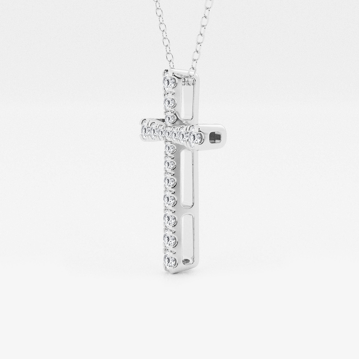 Additional Image 1 for  1/2 ctw Round Lab Grown Diamond French Pave Cross Pendant
