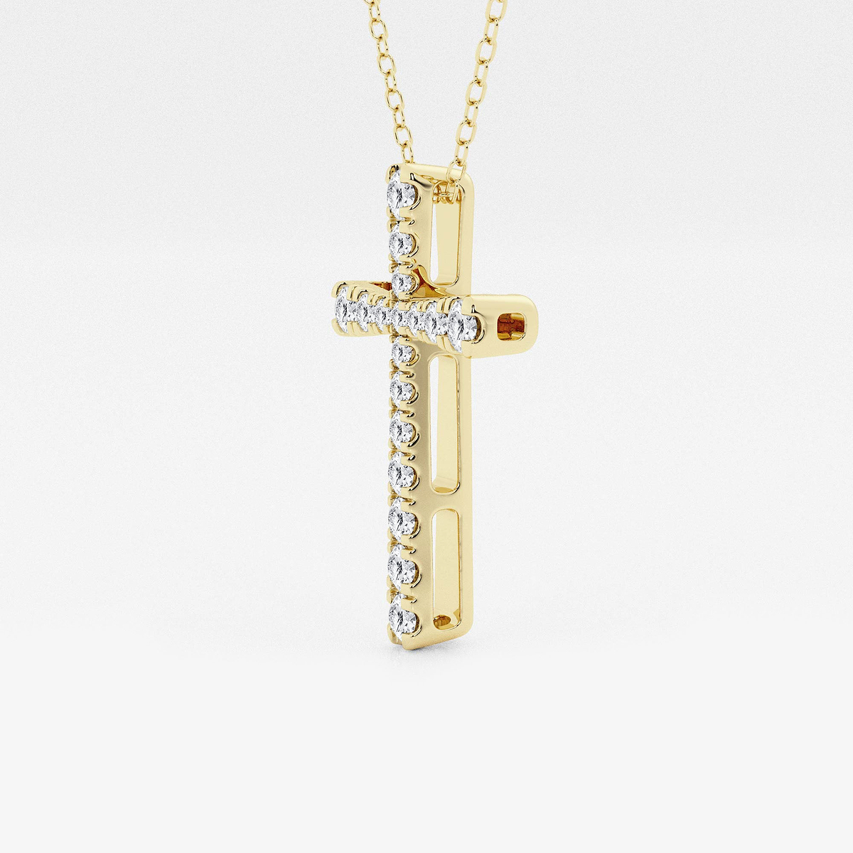 Additional Image 1 for  1/2 ctw Round Lab Grown Diamond French Pave Cross Pendant