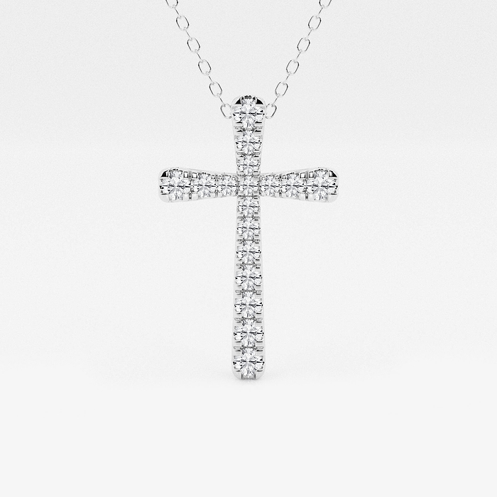 Ciondolo Croce Diamanti 3ct Lab-grown – Argento 925 Placcato Oro, Personalizzabile!