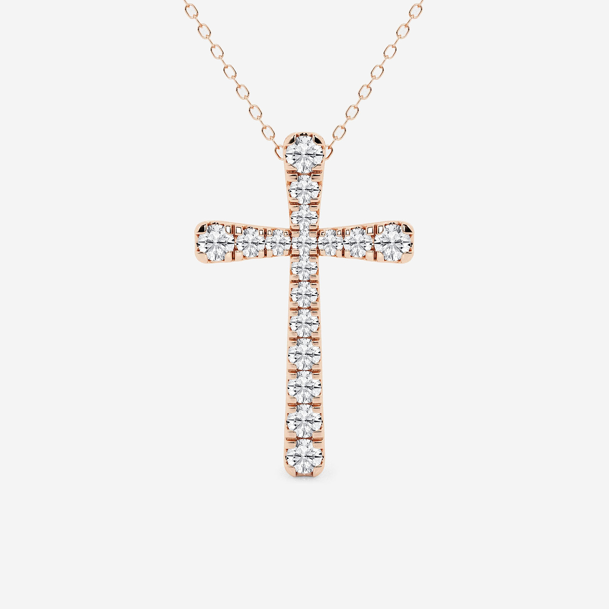 1 ctw Round Lab Grown Diamond French Pave Cross Pendant