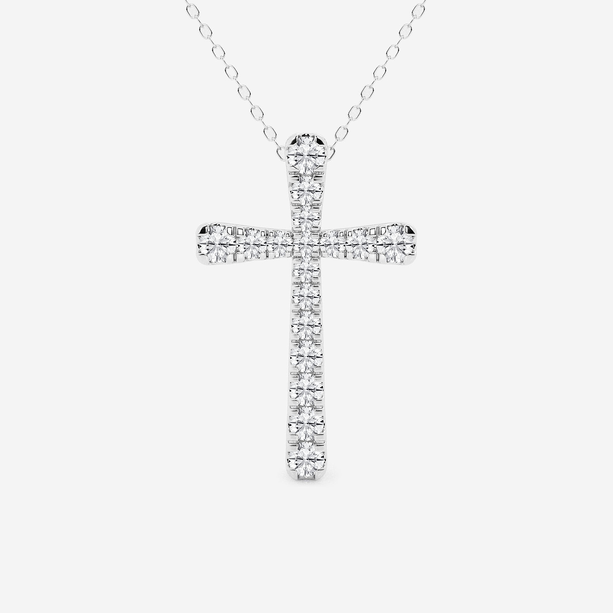 1 ctw Round Lab Grown Diamond French Pave Cross Pendant