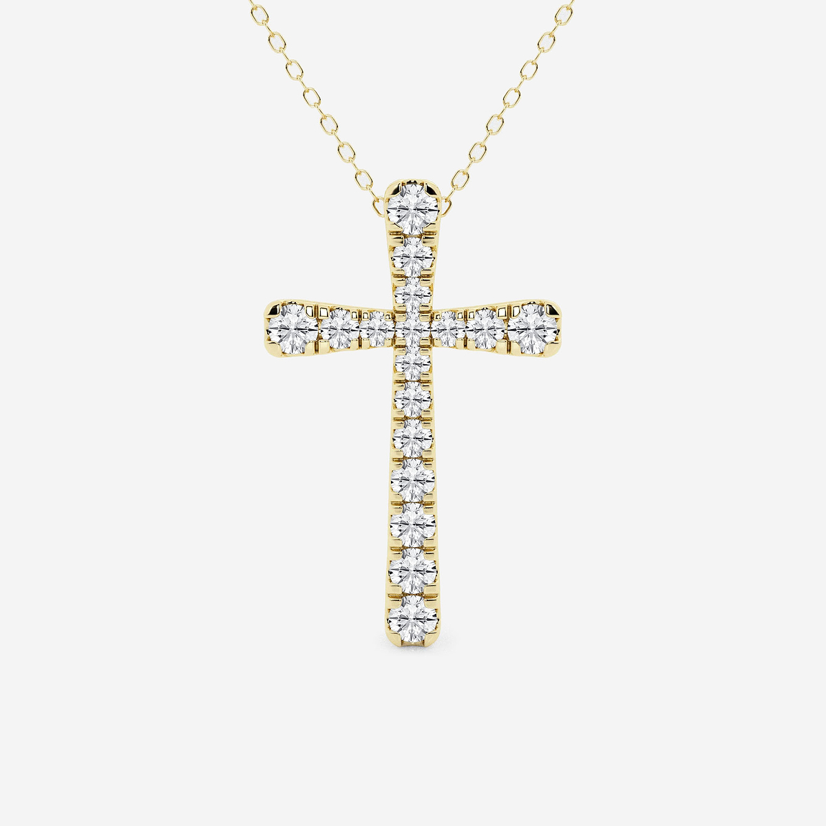1 ctw Round Lab Grown Diamond French Pave Cross Pendant