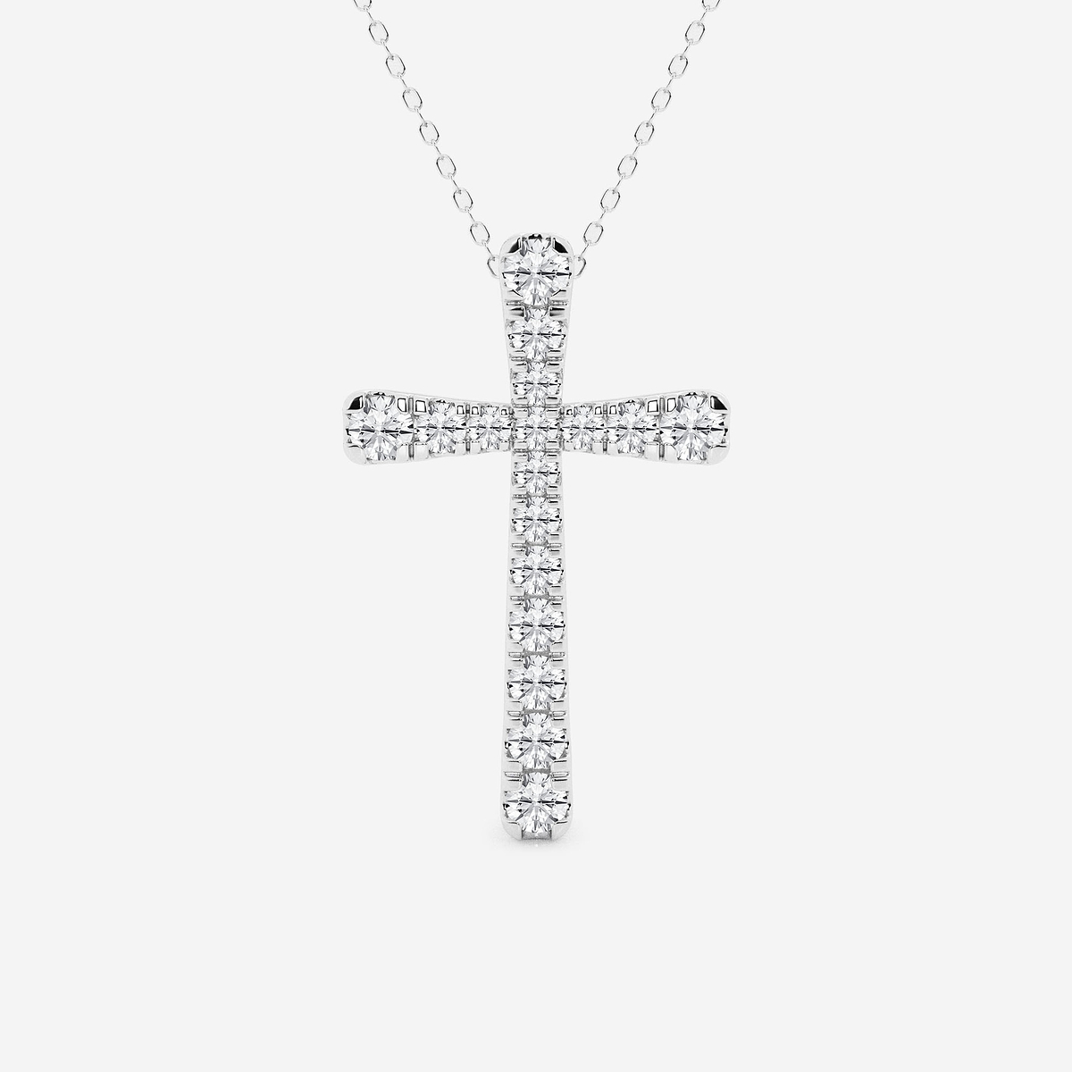 1 1/2 ctw Round Lab Grown Diamond French Pave Cross Pendant