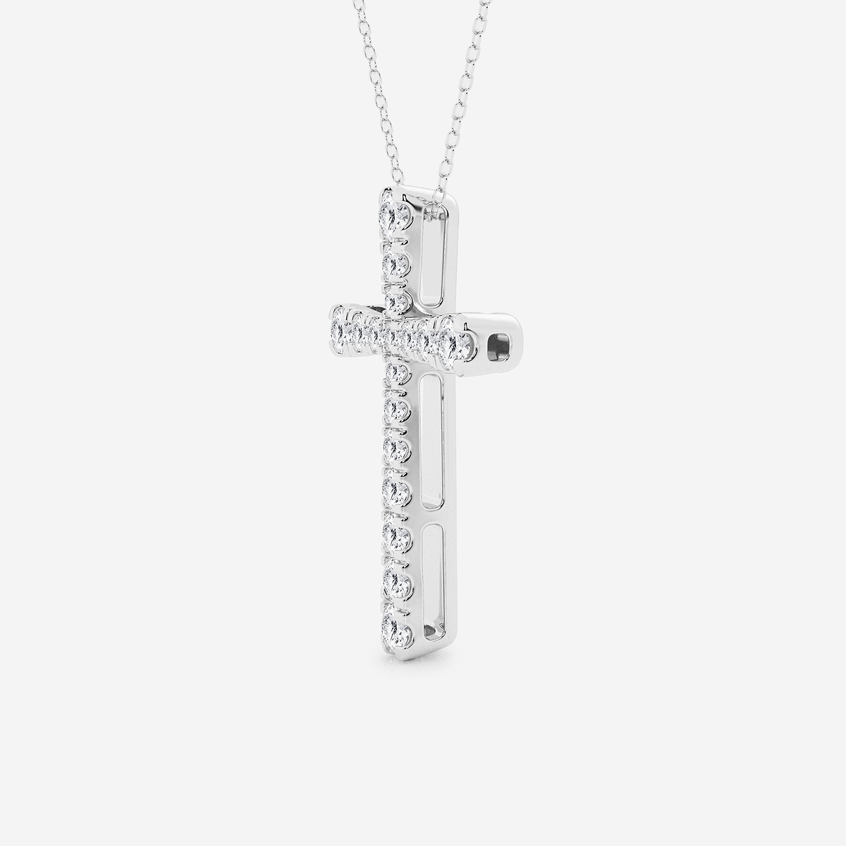 Additional Image 1 for  1 1/2 ctw Round Lab Grown Diamond French Pave Cross Pendant