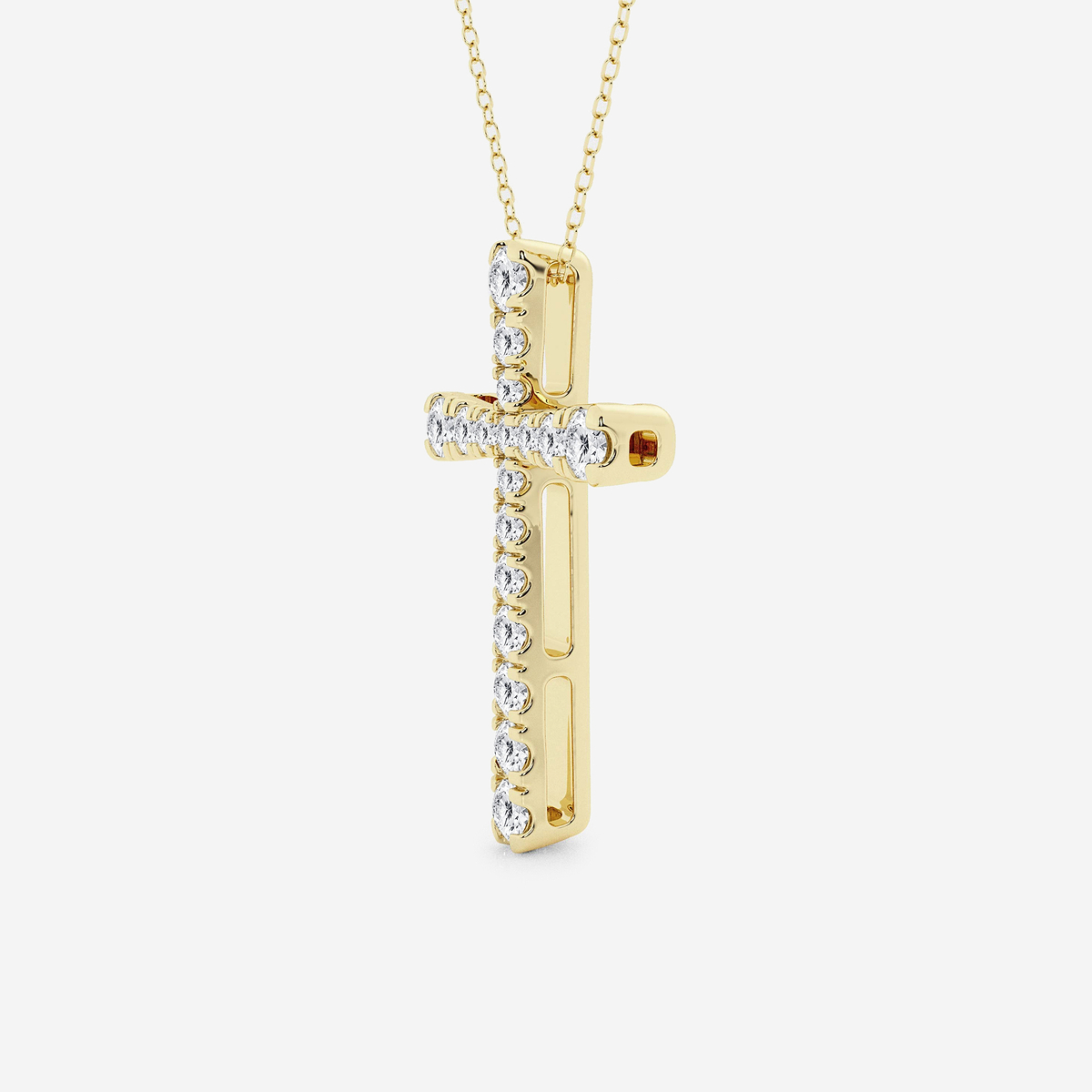 Additional Image 1 for  1 1/2 ctw Round Lab Grown Diamond French Pave Cross Pendant