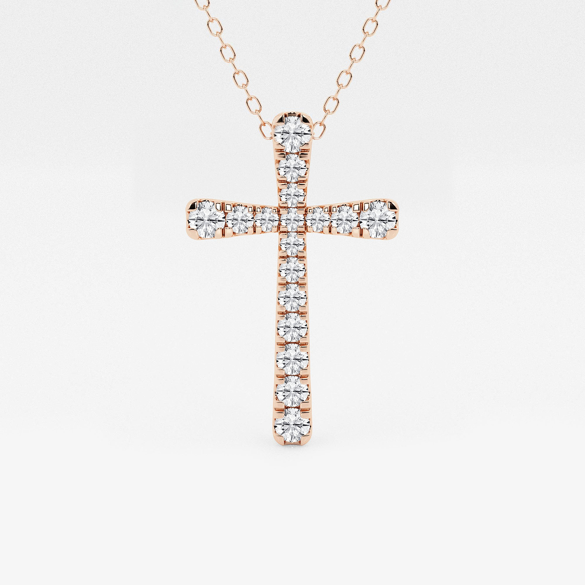 2 ctw Round Lab Grown Diamond French Pave Cross Pendant