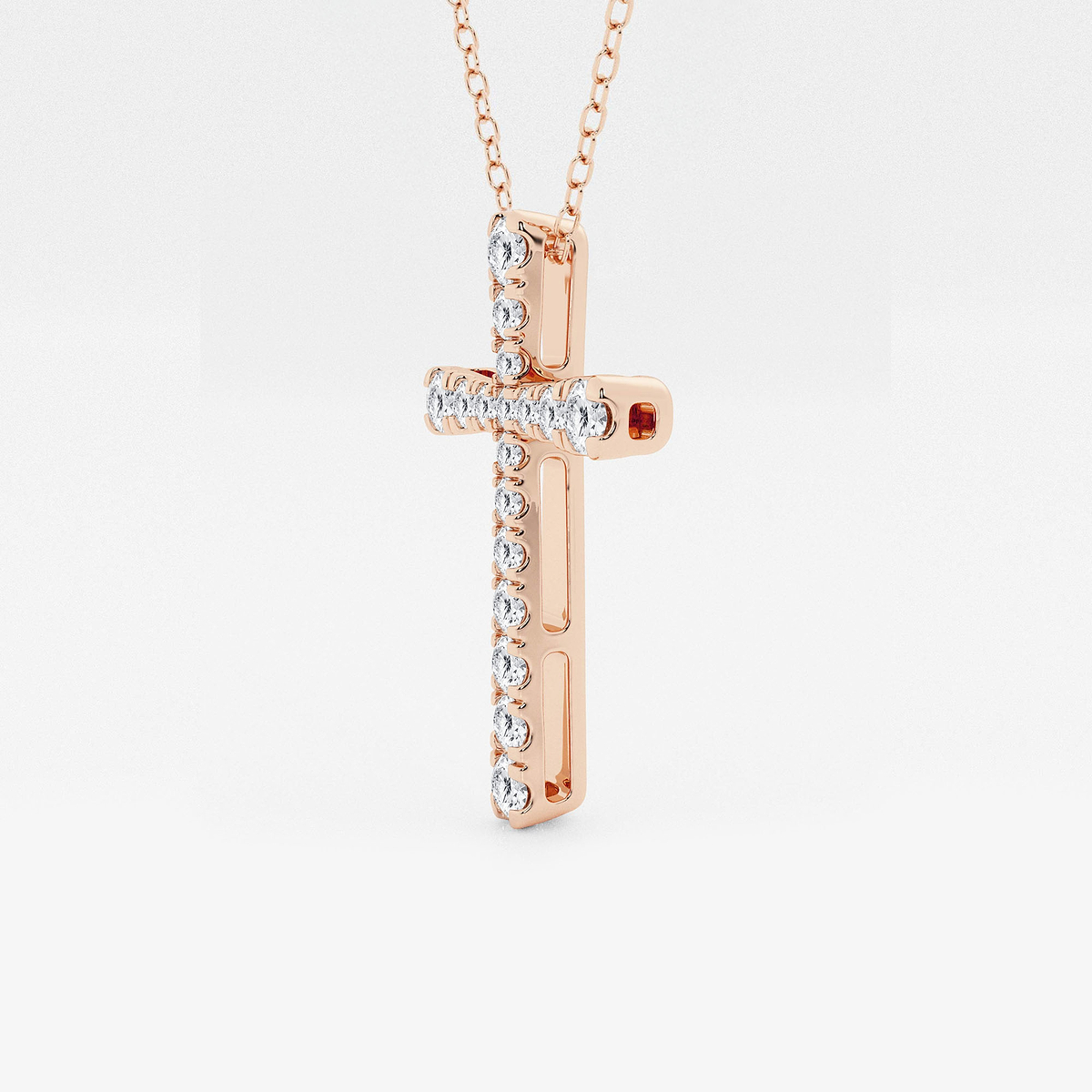 Additional Image 1 for  2 ctw Round Lab Grown Diamond French Pave Cross Pendant