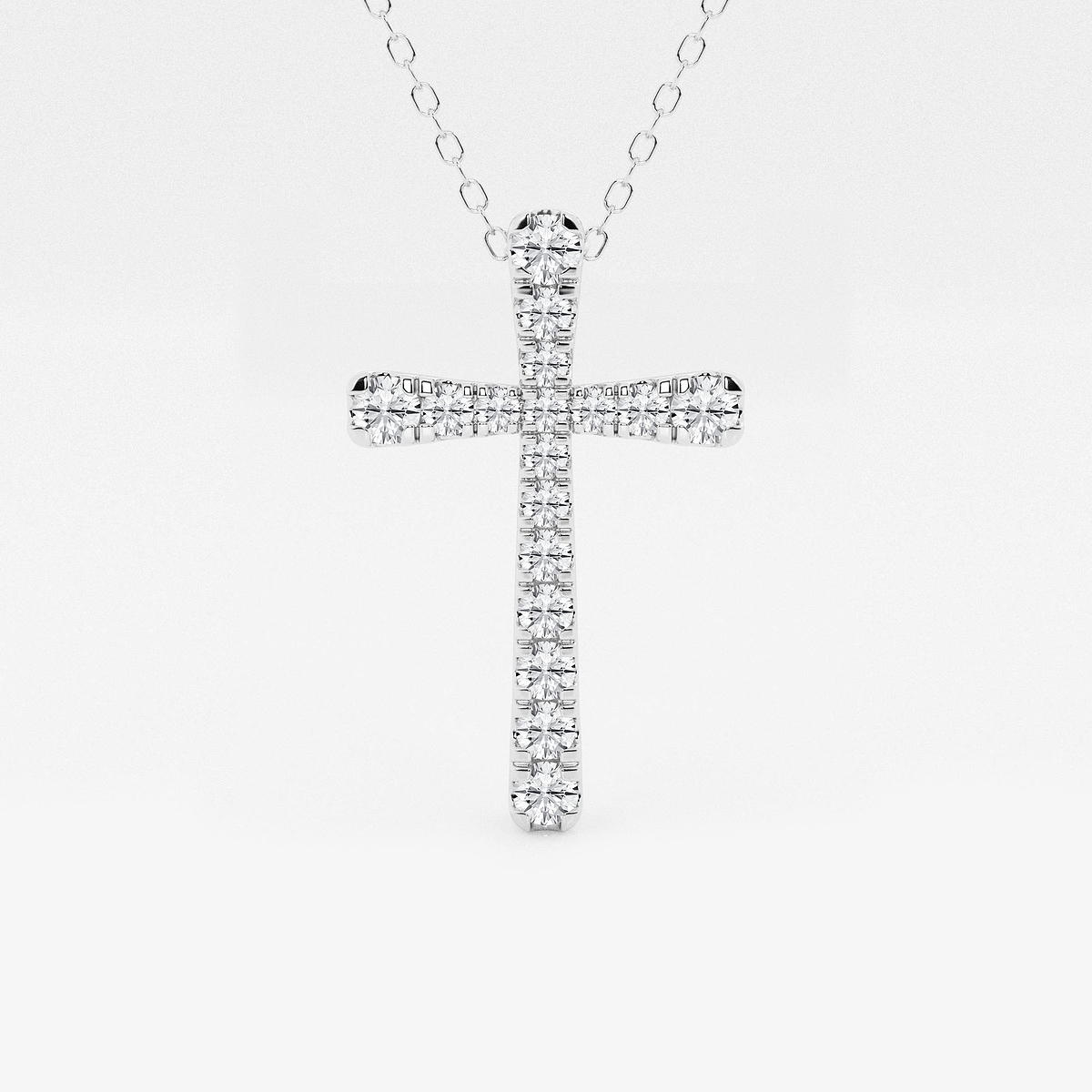 2 ctw Round Lab Grown Diamond French Pave Cross Pendant