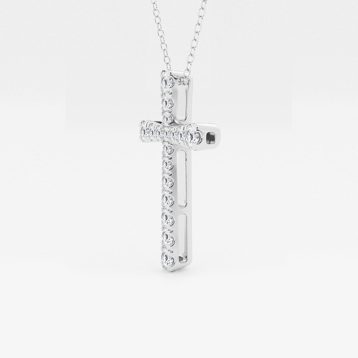 Additional Image 1 for  2 ctw Round Lab Grown Diamond French Pave Cross Pendant