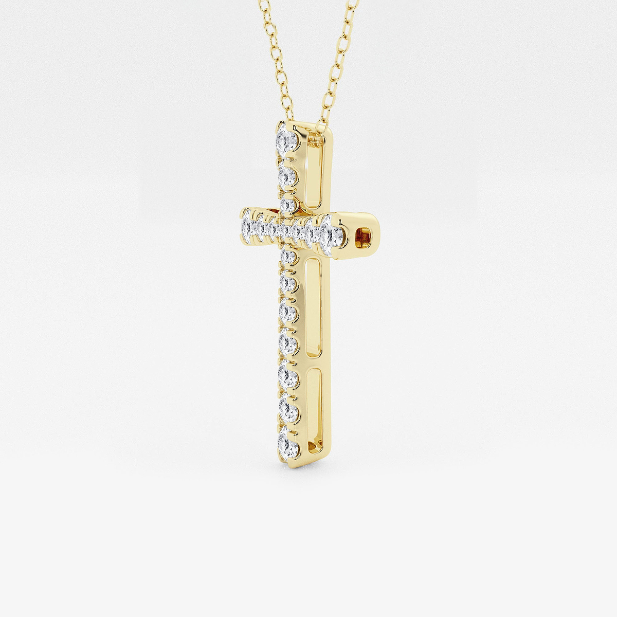 Additional Image 1 for  2 ctw Round Lab Grown Diamond French Pave Cross Pendant