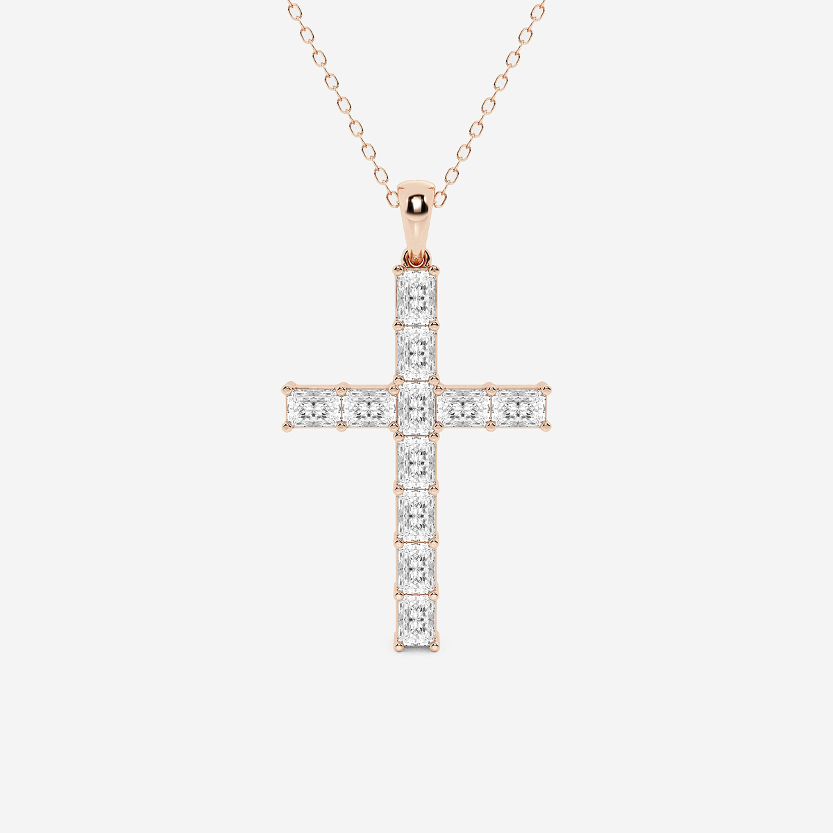 2 ctw Radiant Lab Grown Diamond Cross Pendant
