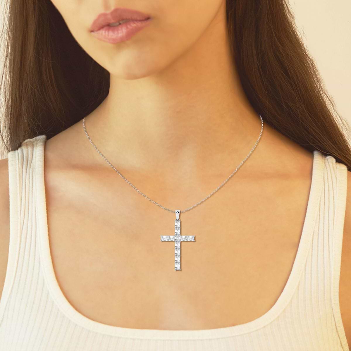 Lab diamond cross necklace discount