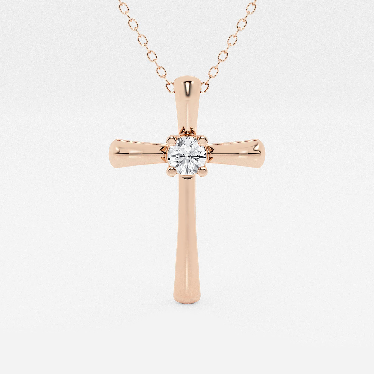 1/4 ctw Round Lab Grown Diamond Single Stone Cross Pendant