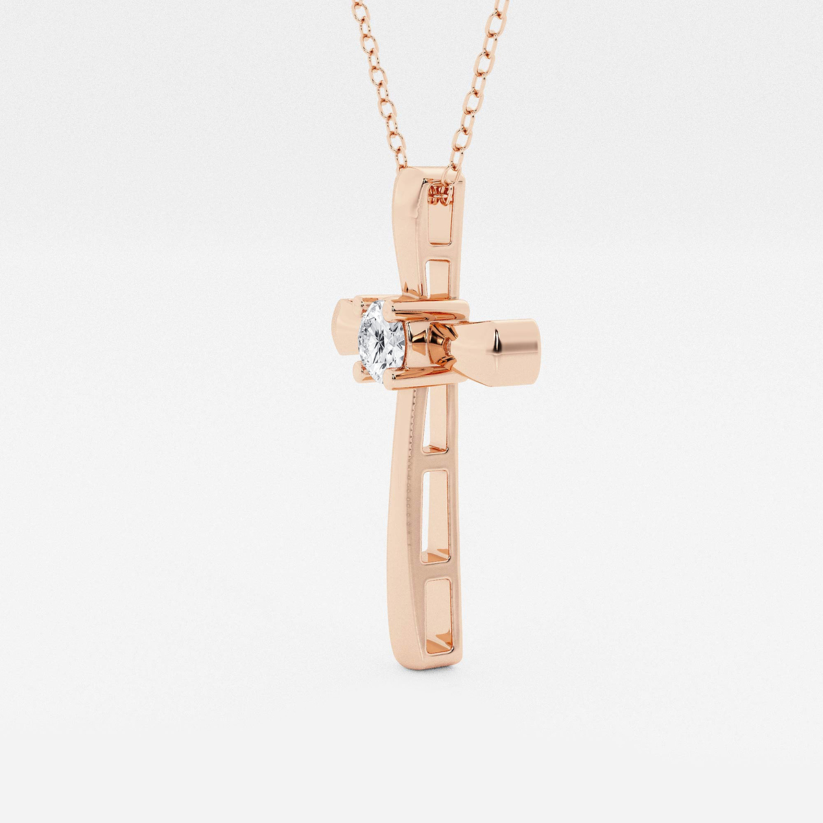 Additional Image 1 for  1/4 ctw Round Lab Grown Diamond Single Stone Cross Pendant