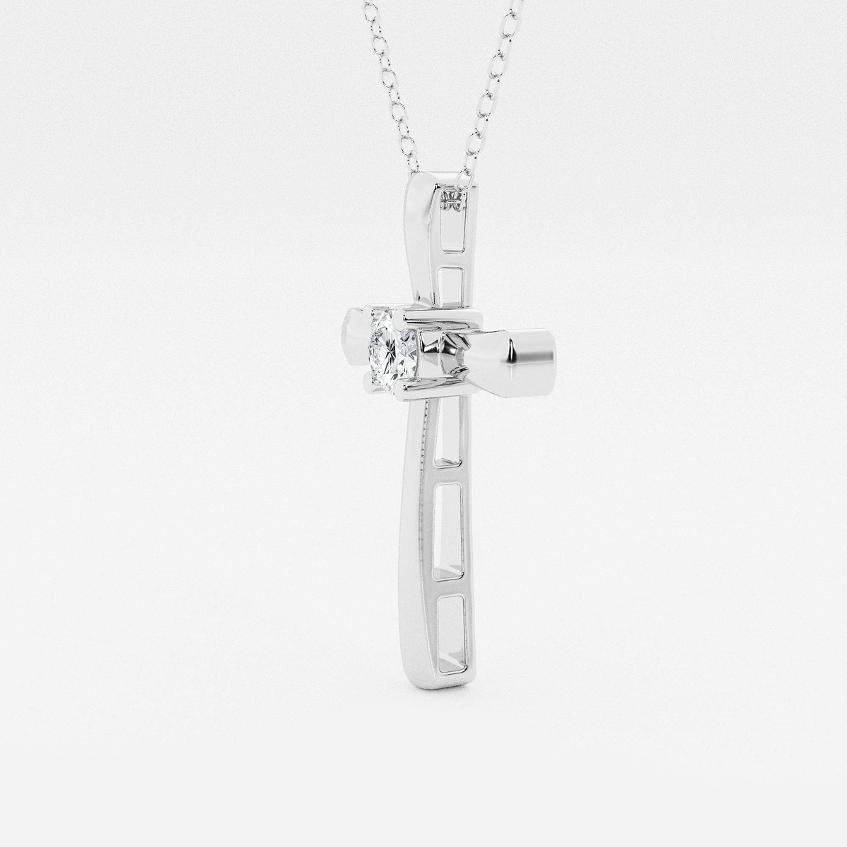 Additional Image 1 for  1/4 ctw Round Lab Grown Diamond Single Stone Cross Pendant