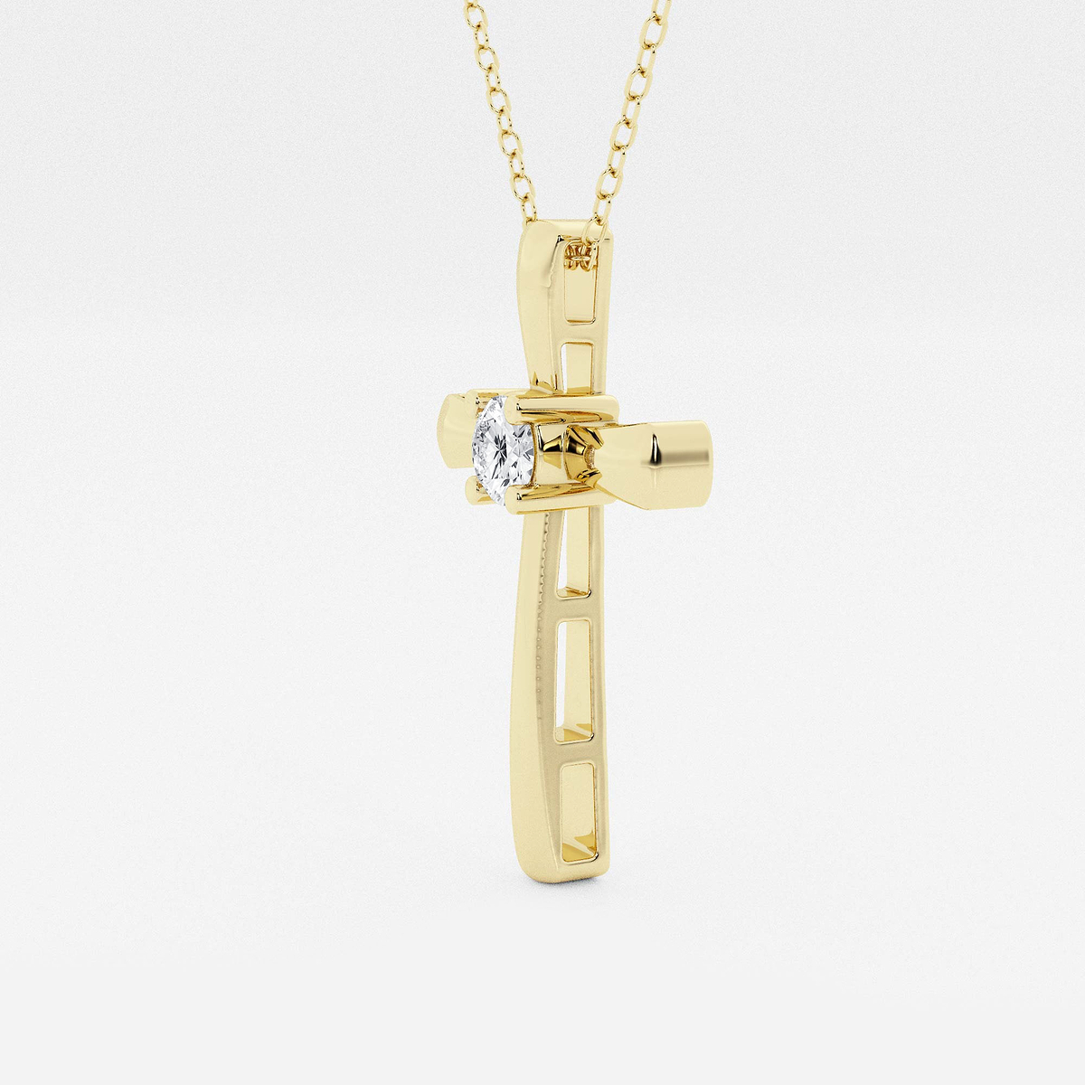 Additional Image 1 for  1/4 ctw Round Lab Grown Diamond Single Stone Cross Pendant
