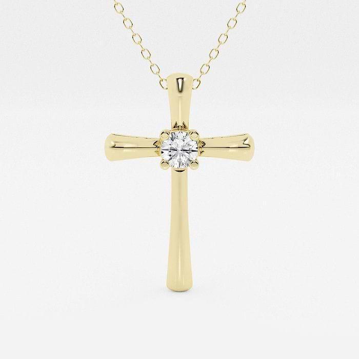 14K YELLOW GOLD CROSS PENDANT w/ deals tiny DIAMOND 1 1/4