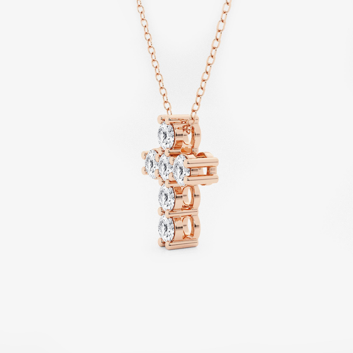 Additional Image 1 for  3 ctw Round Lab Grown Diamond Petite Cross Pendant