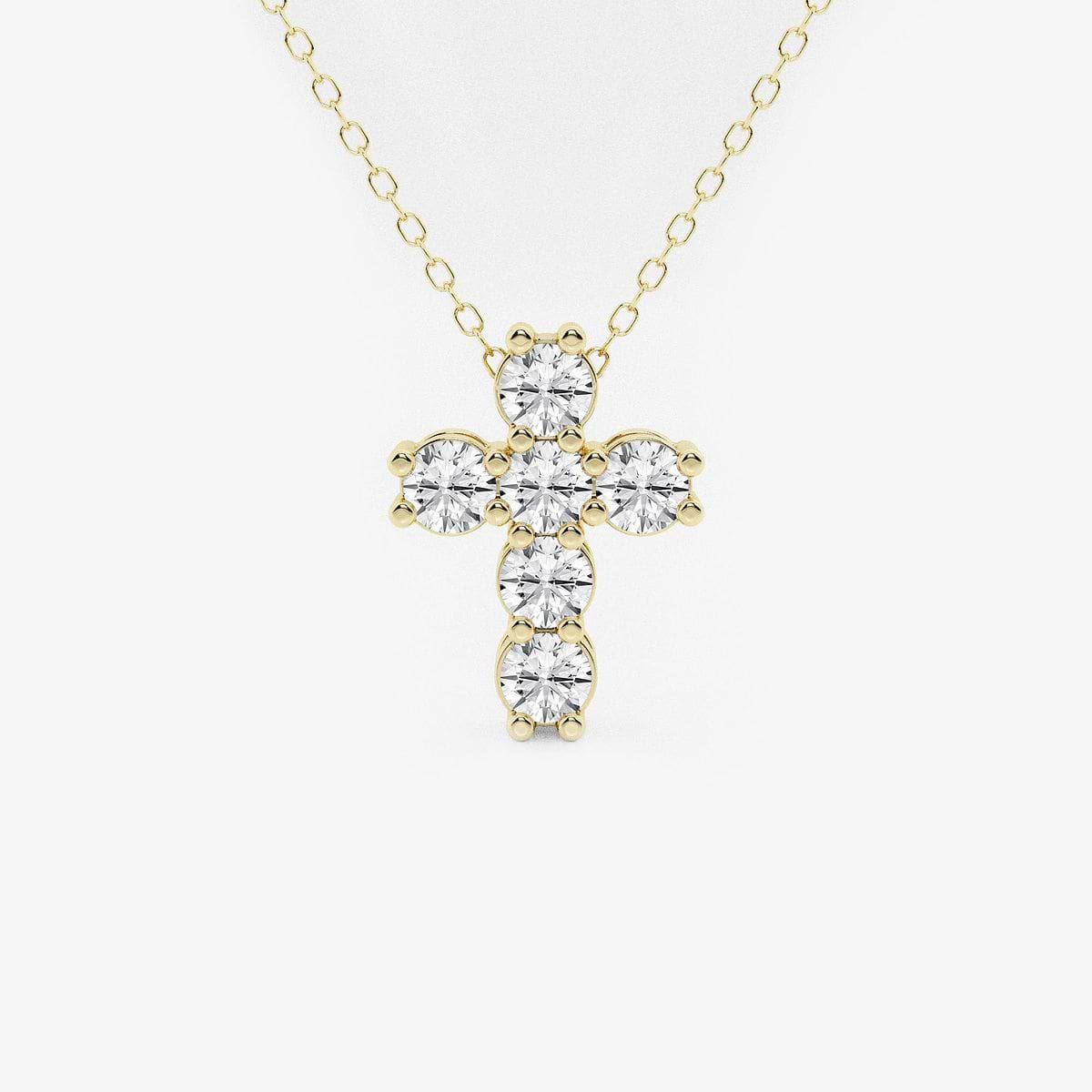 1 ctw Round Lab Grown Diamond Petite Cross Pendant 14K Yellow Gold, F, VS2