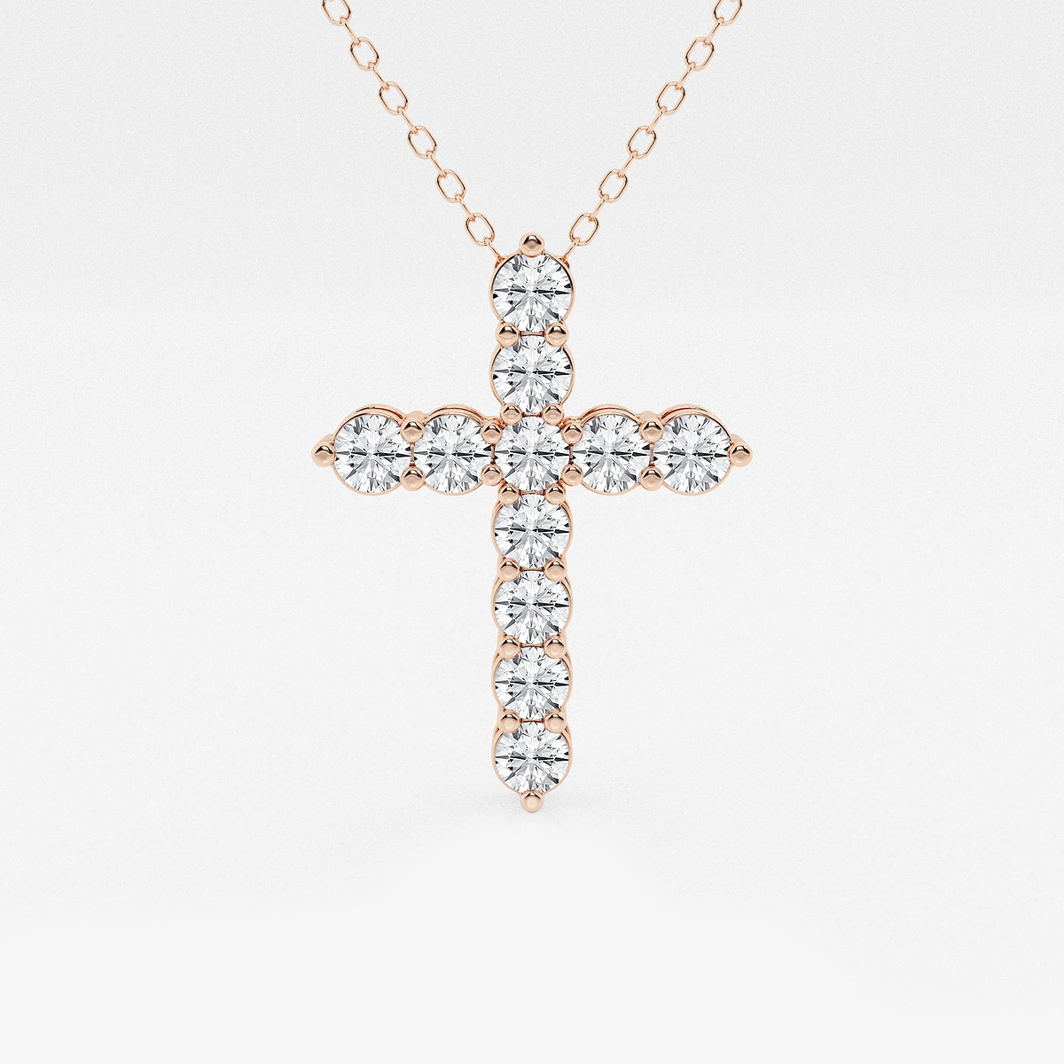 1 ctw Round Lab Grown Diamond Shared Prong Cross Pendant
