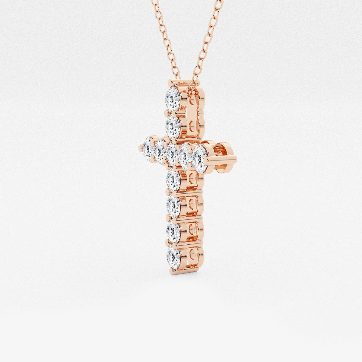 Additional Image 1 for  1 ctw Round Lab Grown Diamond Shared Prong Cross Pendant