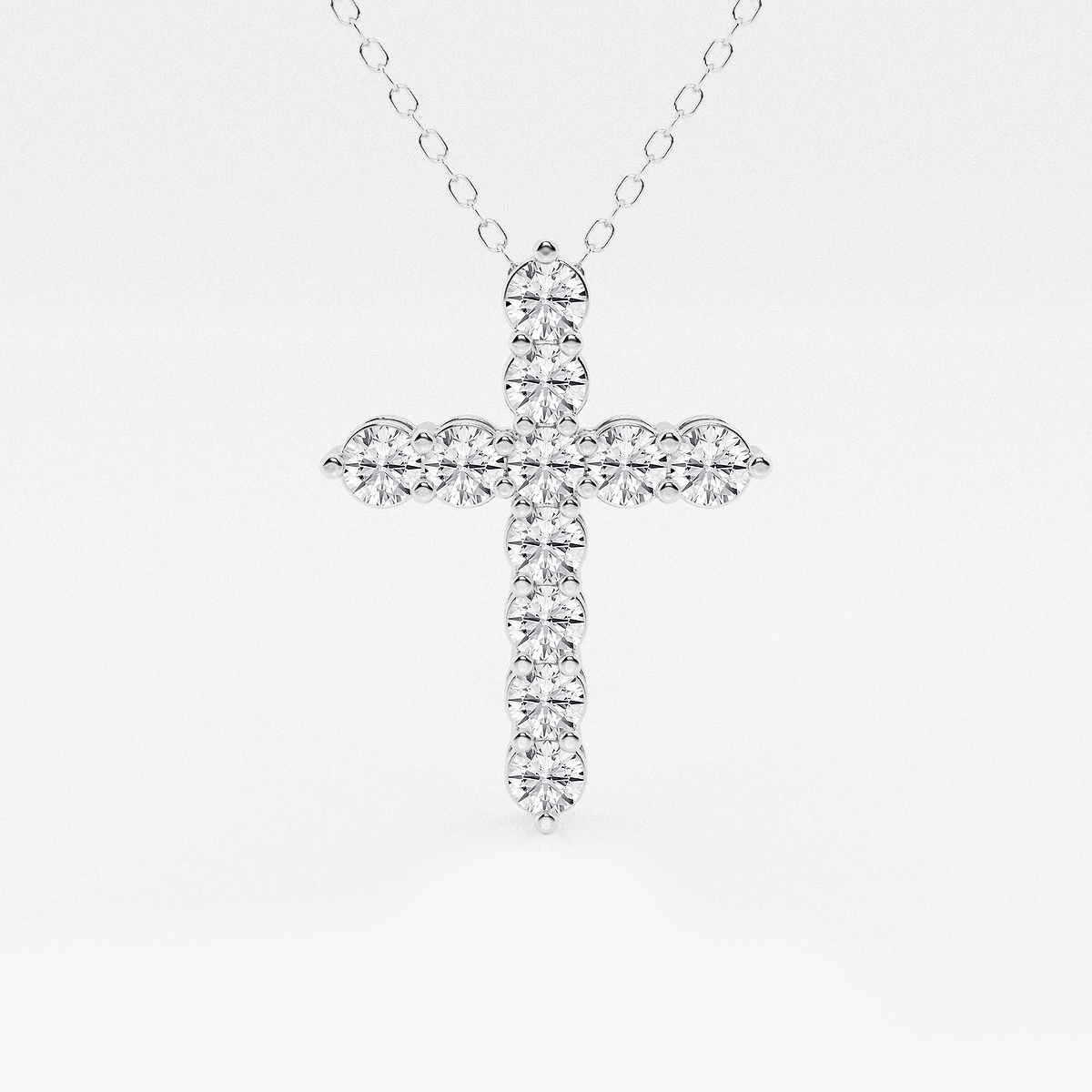 1 ctw Round Lab Grown Diamond Shared Prong Cross Pendant