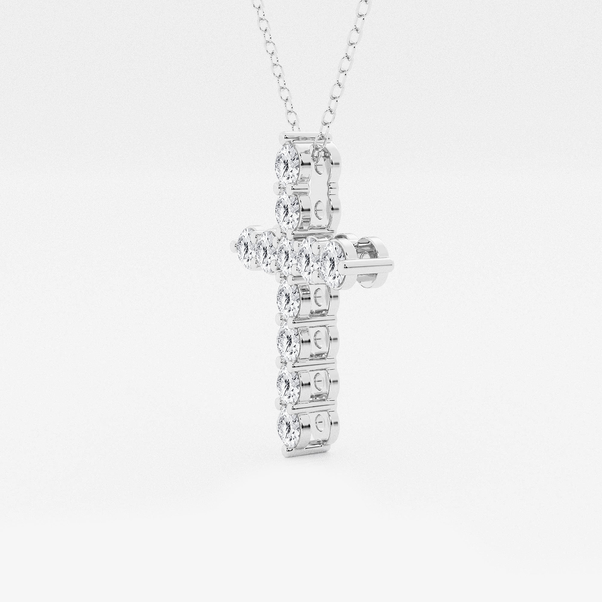 Additional Image 1 for  1 ctw Round Lab Grown Diamond Shared Prong Cross Pendant