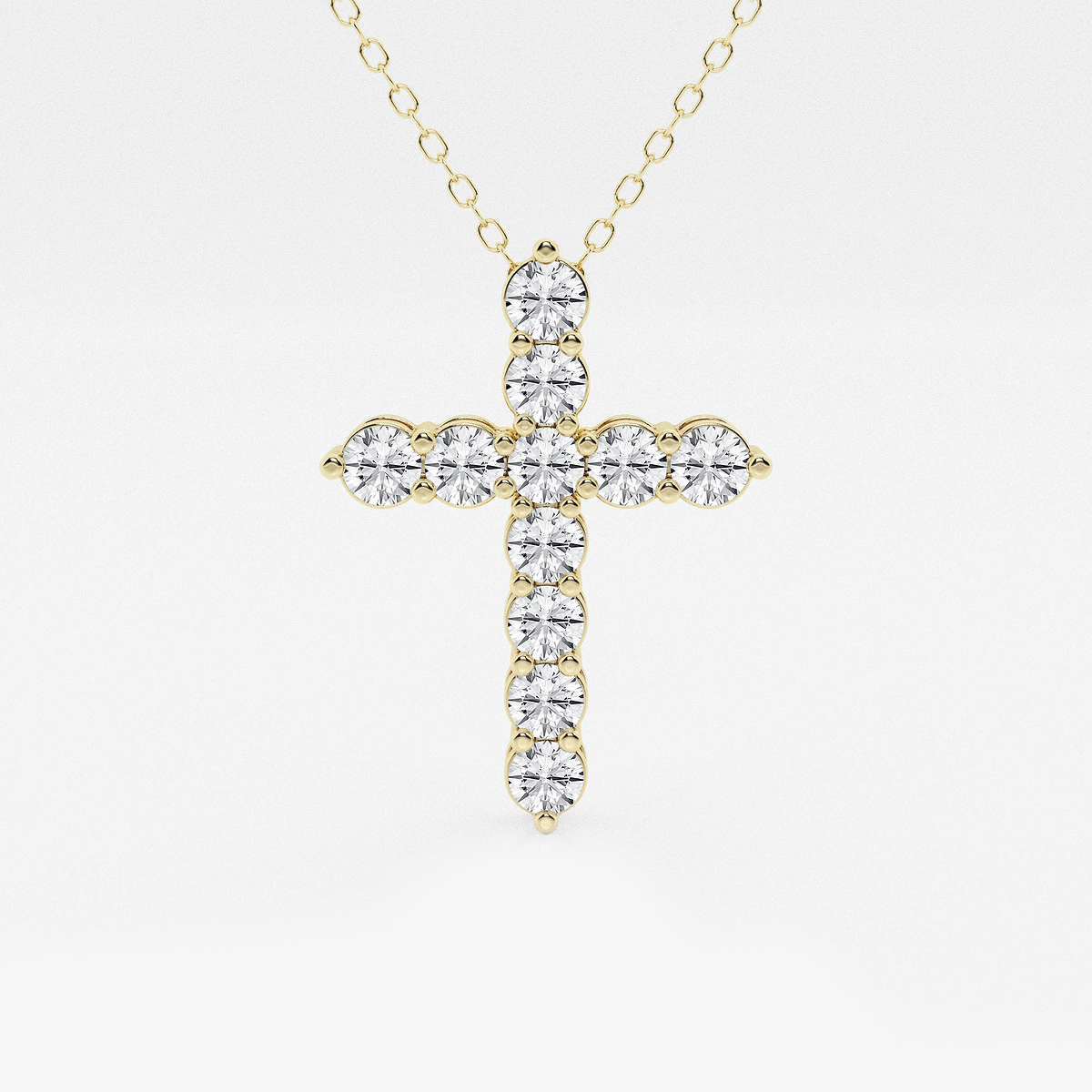 1 ctw Round Lab Grown Diamond Shared Prong Cross Pendant