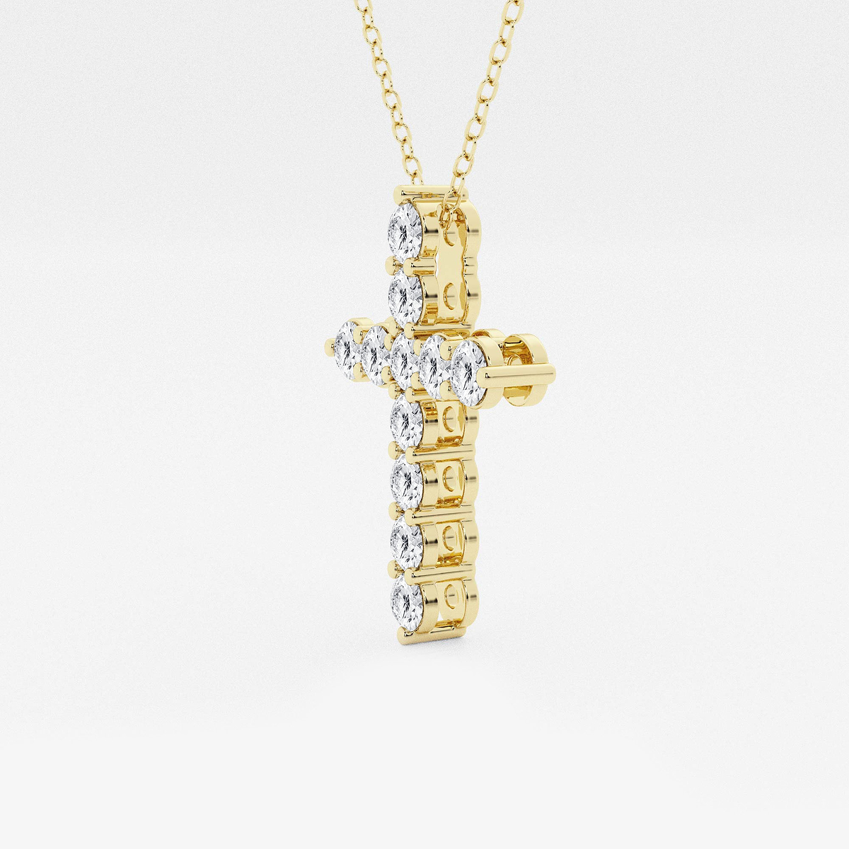 Additional Image 1 for  1 ctw Round Lab Grown Diamond Shared Prong Cross Pendant