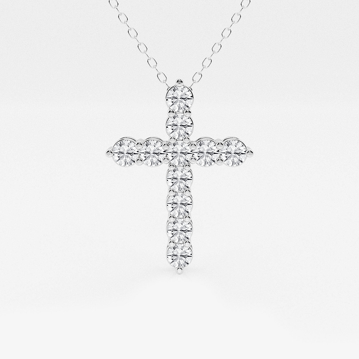 3 ctw Round Lab Grown Diamond Cross Pendant with Adjustable