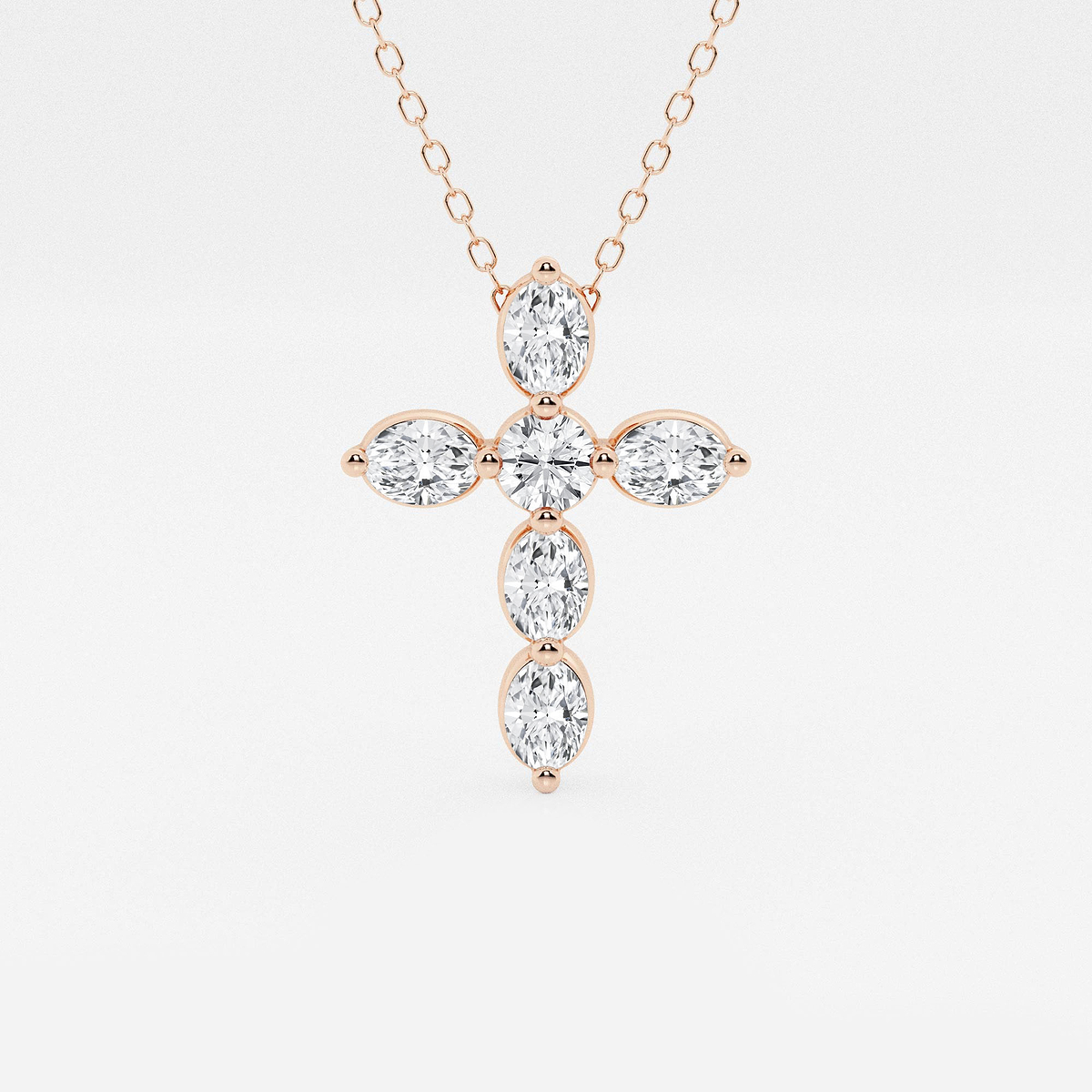 1 ctw Round and Oval Lab Grown Diamond Floating Cross Pendant