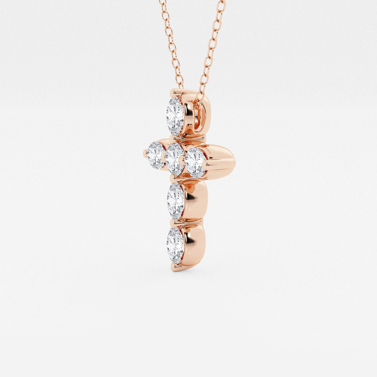 Additional Image 1 for  1 ctw Round and Oval Lab Grown Diamond Floating Cross Pendant
