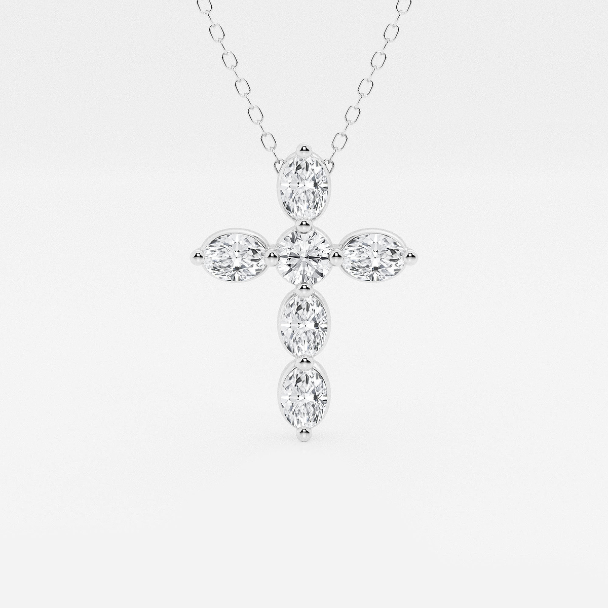 ctw Round and Oval Lab Grown Diamond Floating Cross Pendant 14K