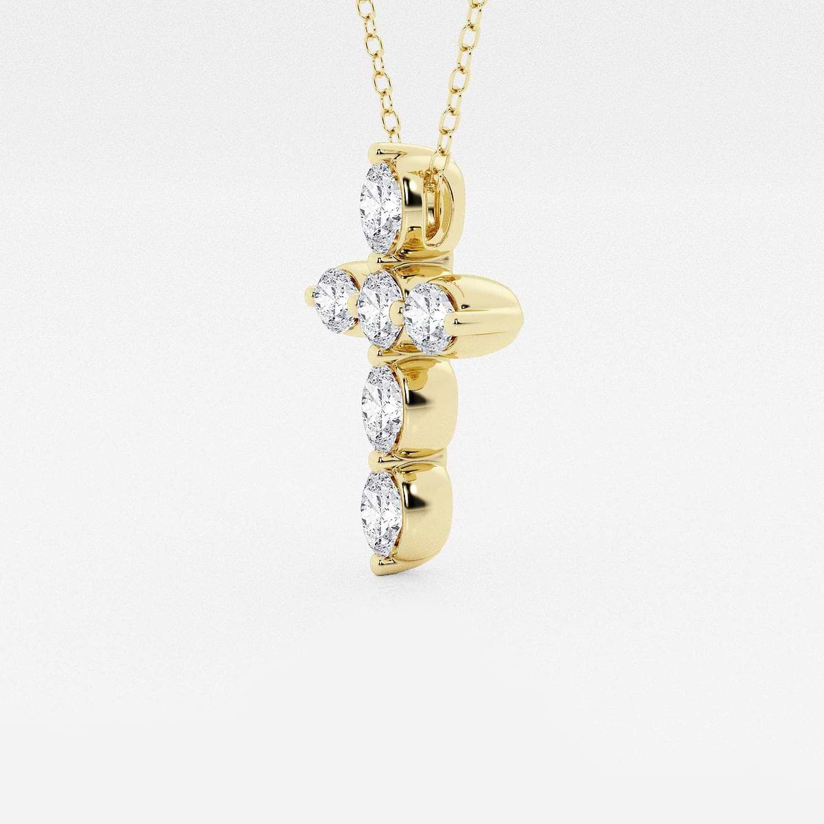 1 ctw Round and Oval Lab Grown Diamond Floating Cross Pendant 14K Yellow Gold, F, VS2